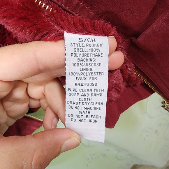Red Faux Leather Jacket, Fitted , w/ Gold Embellishments . Soft Lining. Small. - Picture 9 of 9
